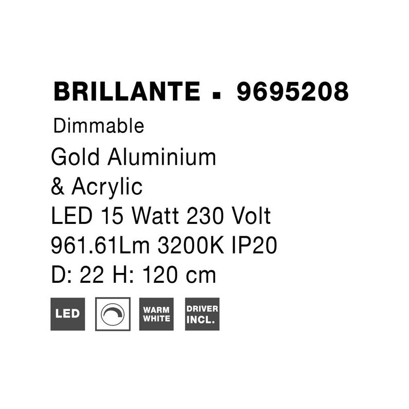 Pakabinamas šviestuvas BRILLANTE 9695208 dimeriuojamas